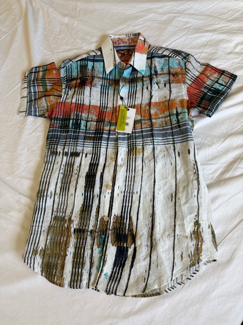 Robert Graham Colorful Abstract Print Button-Up Shirt - Multicolor Short Sleeve